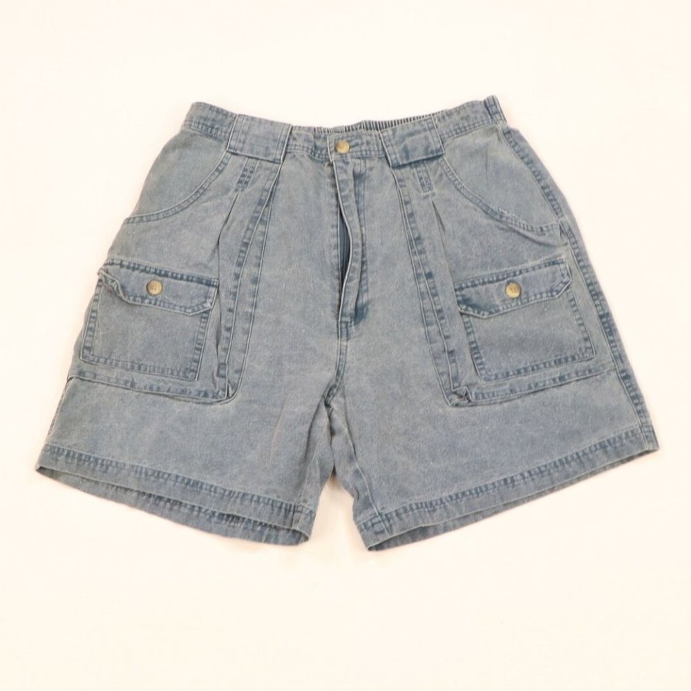 Vtg Streetwear Stonewash Above Knee Cargo Shorts